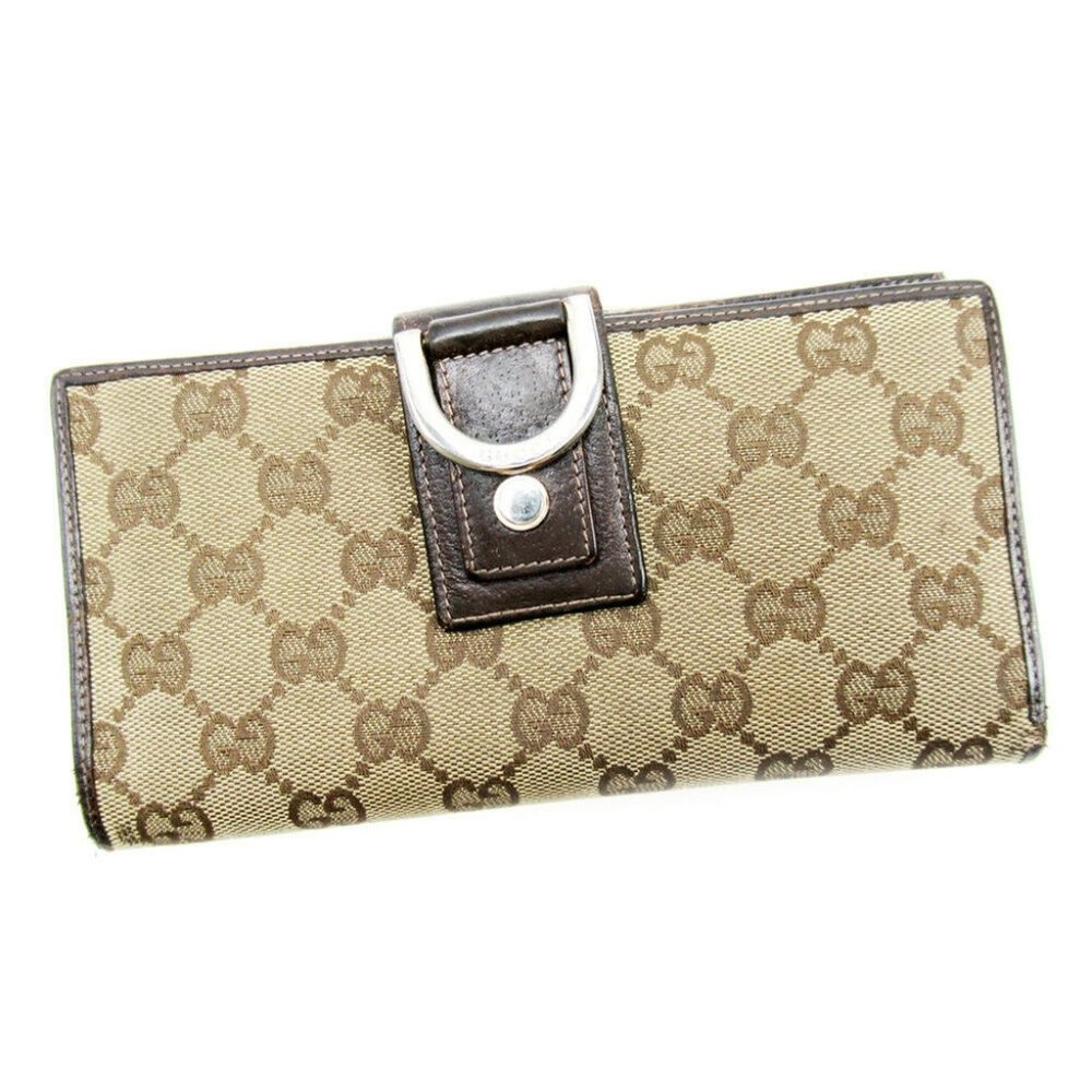 Gucci wallet GG pattern beige canvas �~ leather Auth used T17241